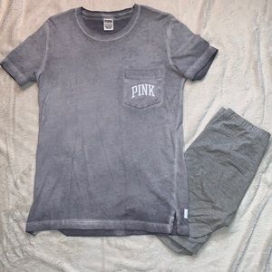 Grey pink logo t-shirt